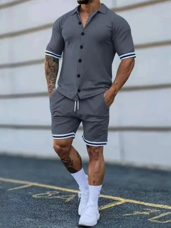 Men's Minimalist Contrast Casual Shorts Set - Stylish & Comfortable Summer Outfit for Beach, Gym, and Everyday Wear