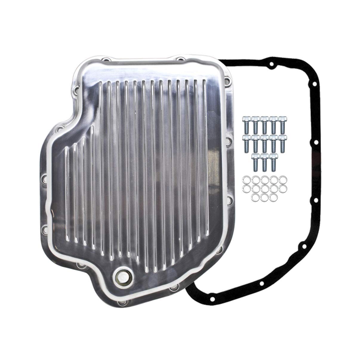 Chevy GM THM400 Transmission Pan Kit - Aluminum Deep Finned Polished Replacement for Turbo Hydramatic THM400 - Perfect for Performance Upgrades & Off-Road Vehicles
