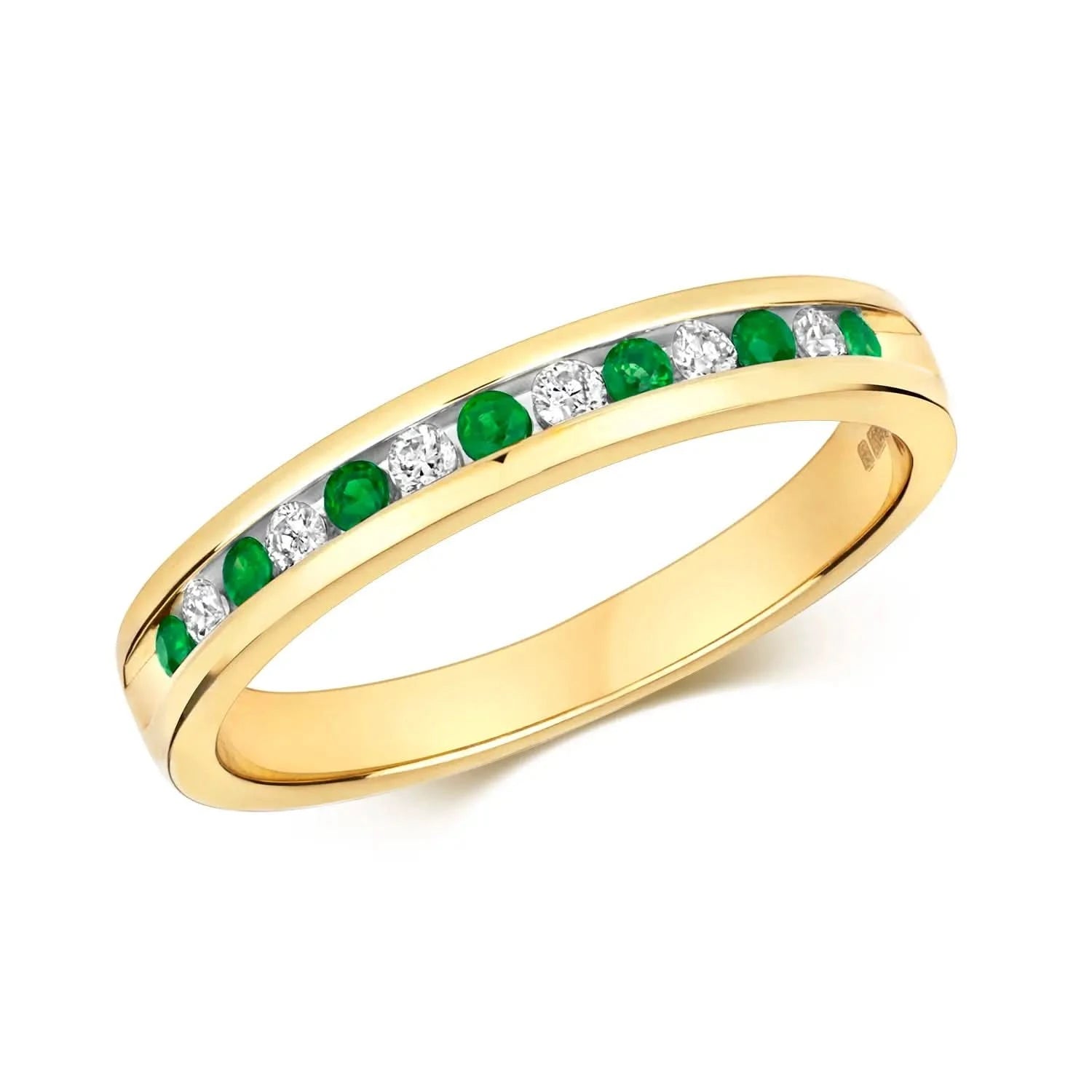 Emerald & Diamond Solid Gold Eternity Ring for Women - 14K/18K Real Gold Wedding Band, Anniversary Gift for Her - Perfect for Engagements, Weddings & Special Occasions