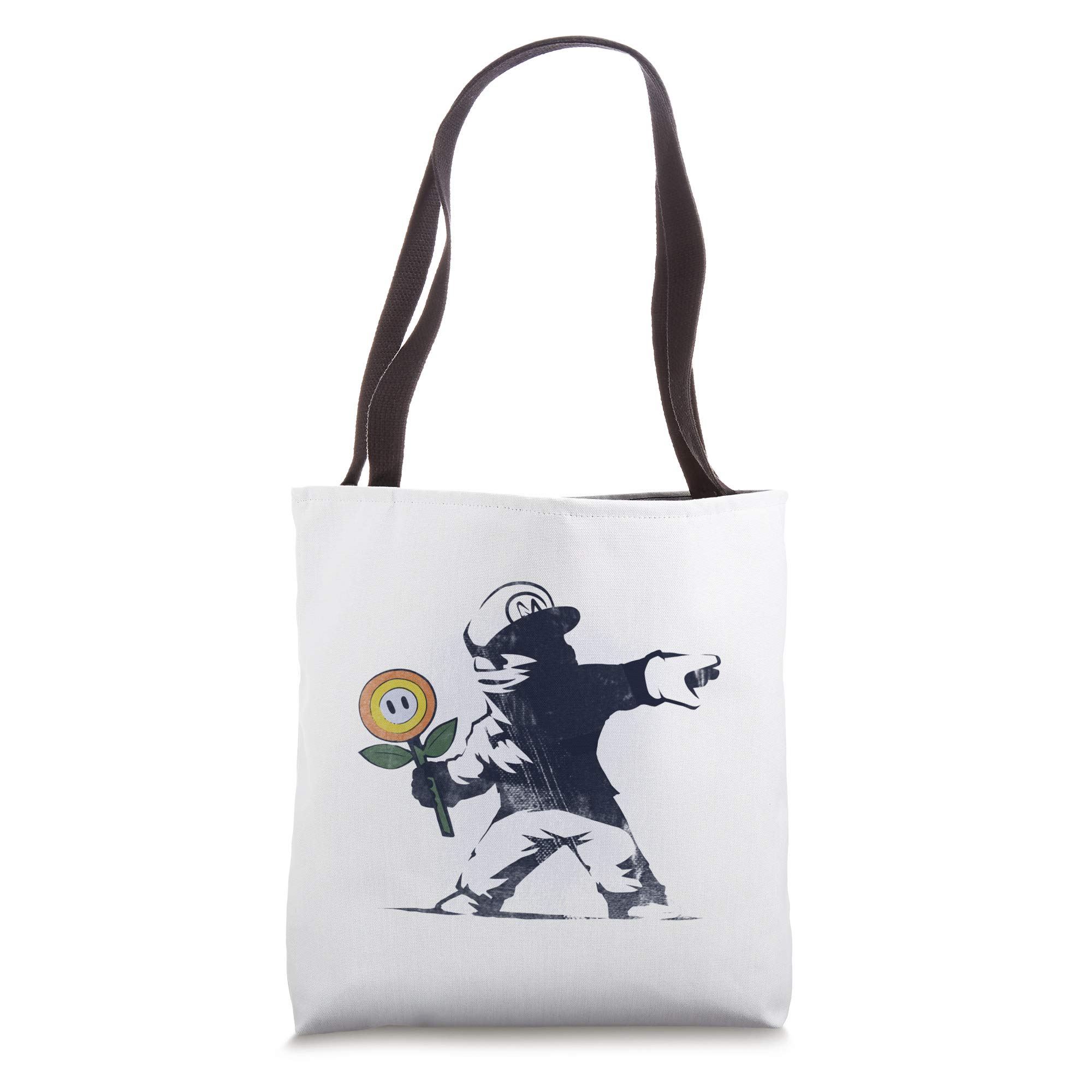 Banksy Flower Tote Bag - Artistic Gamer & Computer Geek Design by Naolito - Perfect for Work, School & Convention Carry