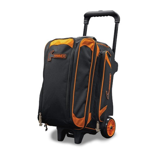 Premium Hammer Double Roller Bowling Bag - Black/Orange - Durable & Stylish for League Play & Tournaments