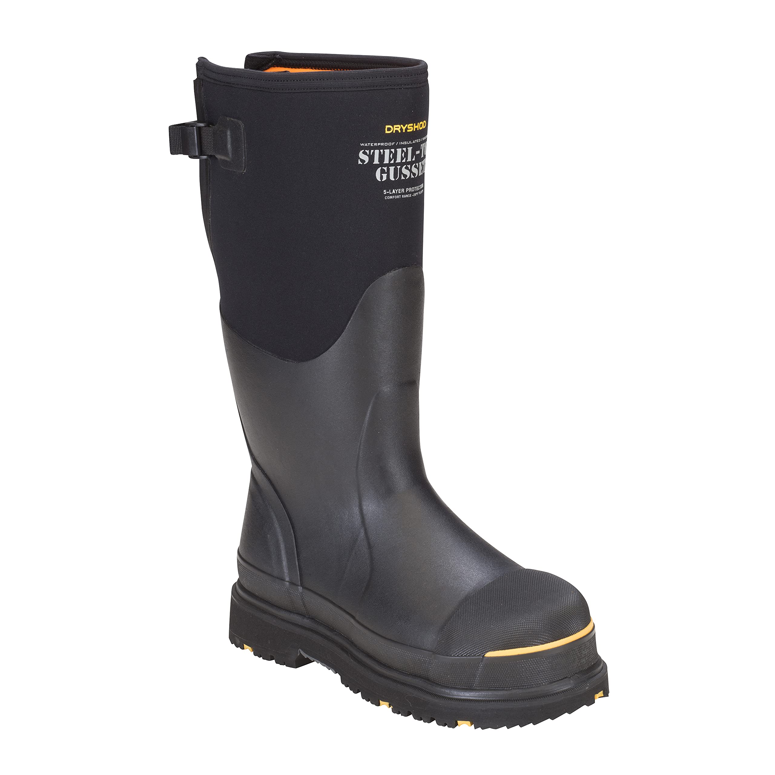 **Dryshod Men's Slip-Resistant Steel-Toe Work Boots with Gusset - Black | Waterproof Safety Shoes for Construction & Outdoor Work**