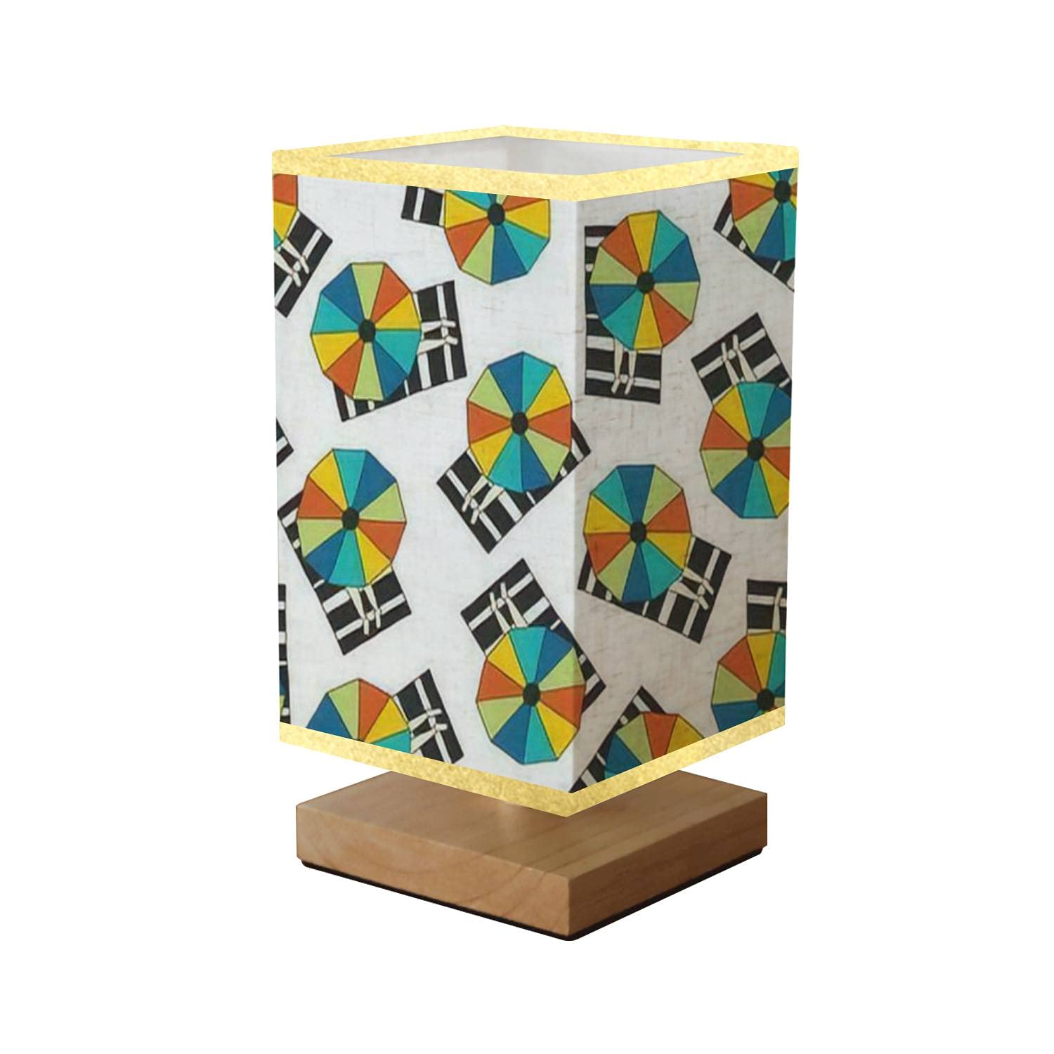 Dimmable Square Bedside Table Lamp with Wooden Base & Flaxen Fabric Shade - Nightstand Lamp for Bedroom, Living Room | Perfect for Reading, Relaxing & Creating Cozy Ambiance