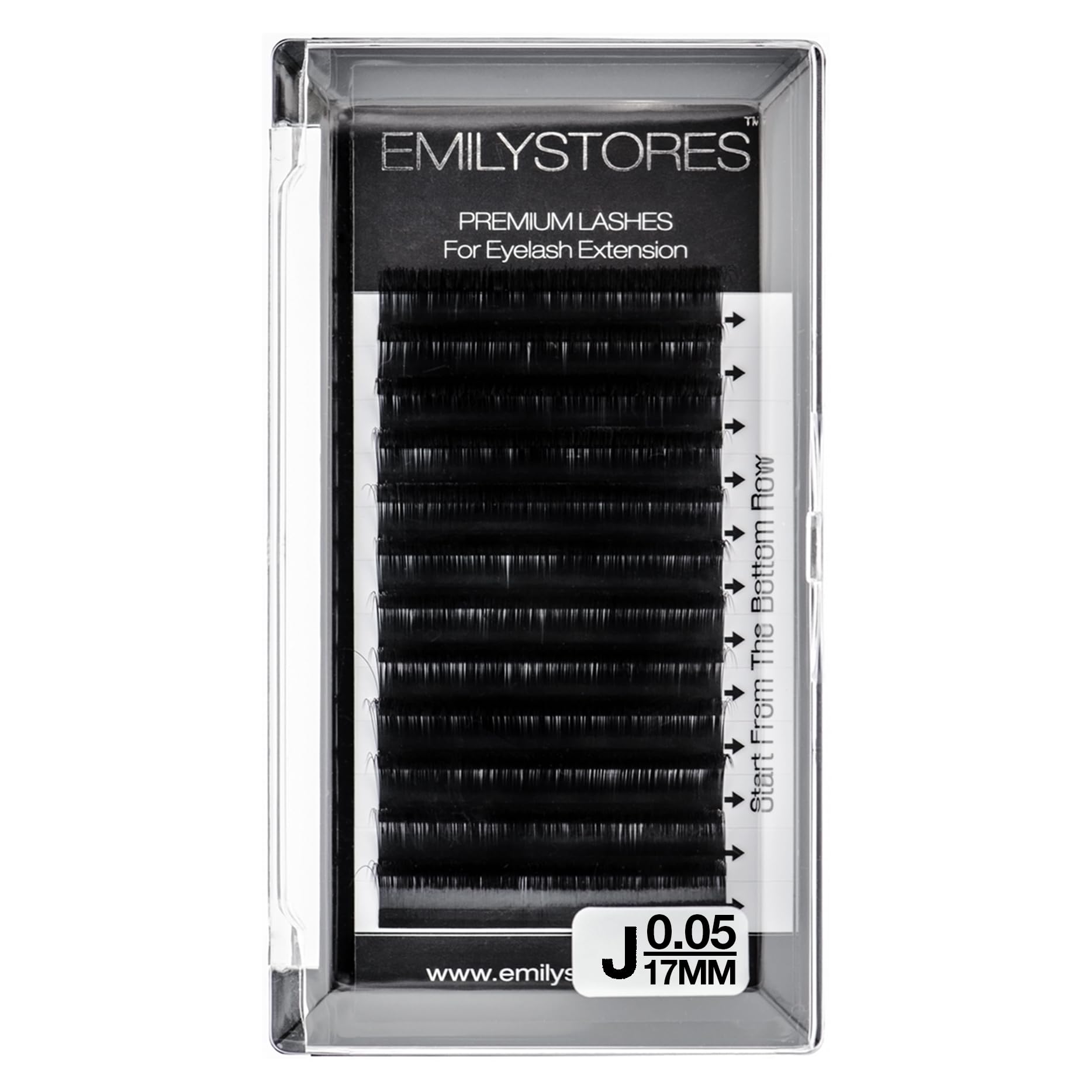 0.05mm Thin J Curl 17mm Volume Eyelash Extensions - Natural Looking False Lashes for Professional Salon & Home Use