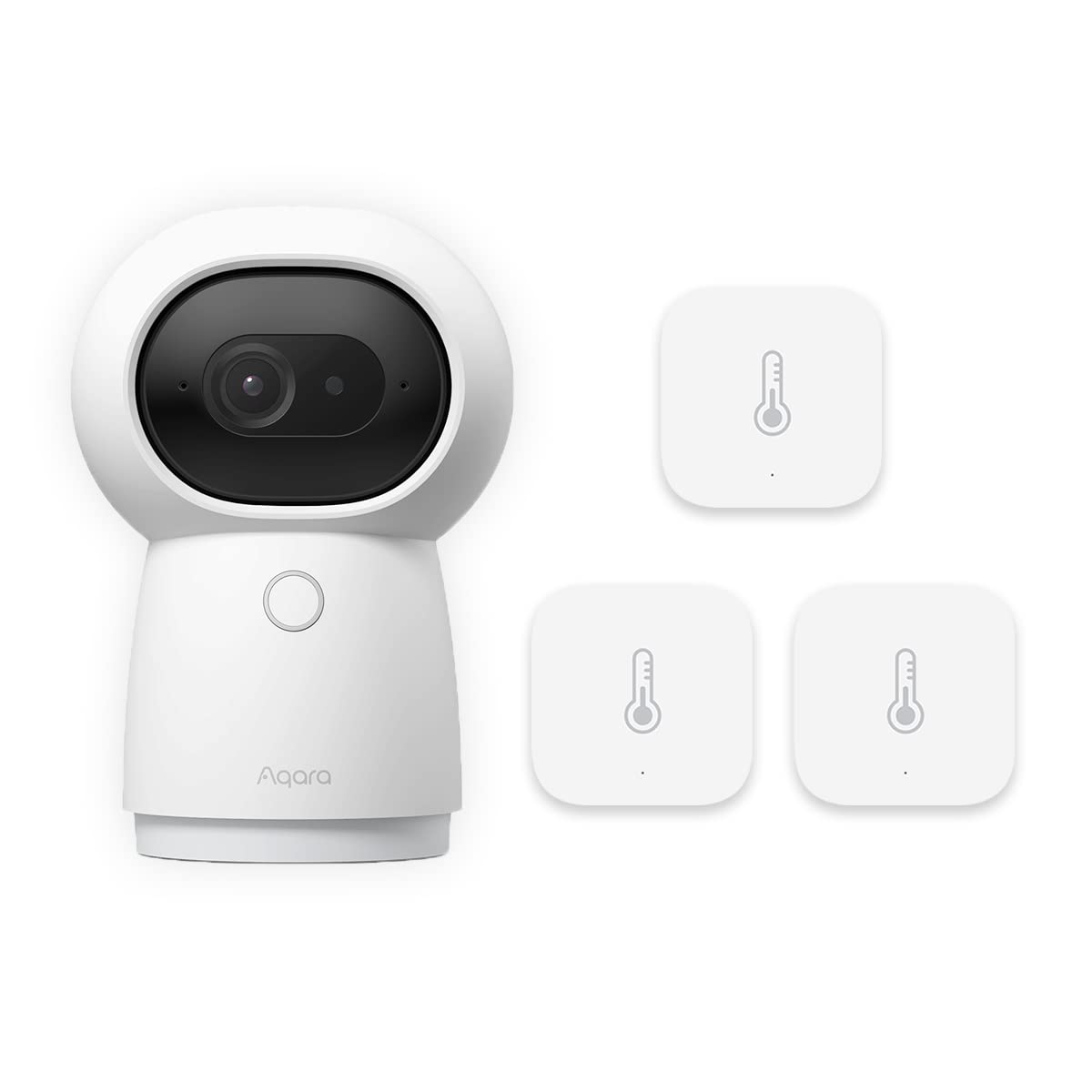 Aqara 2K Indoor Security Camera with Hub G3 Plus & 3-Pack Temperature Humidity Sensors - Compatible with Apple HomeKit Secure Video, Alexa, Google Assistant, IFTTT - Ideal for Home Monitoring, Baby Room, Pet Watching & Smart Home Automation