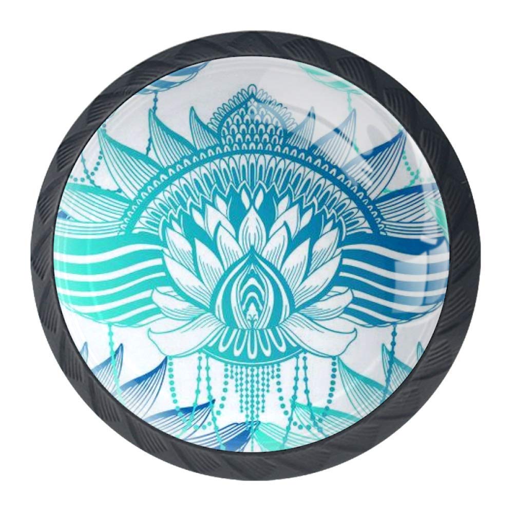 Lotus Mandala Crystal Drawer Knobs - 4PCS for Kitchen & Bathroom