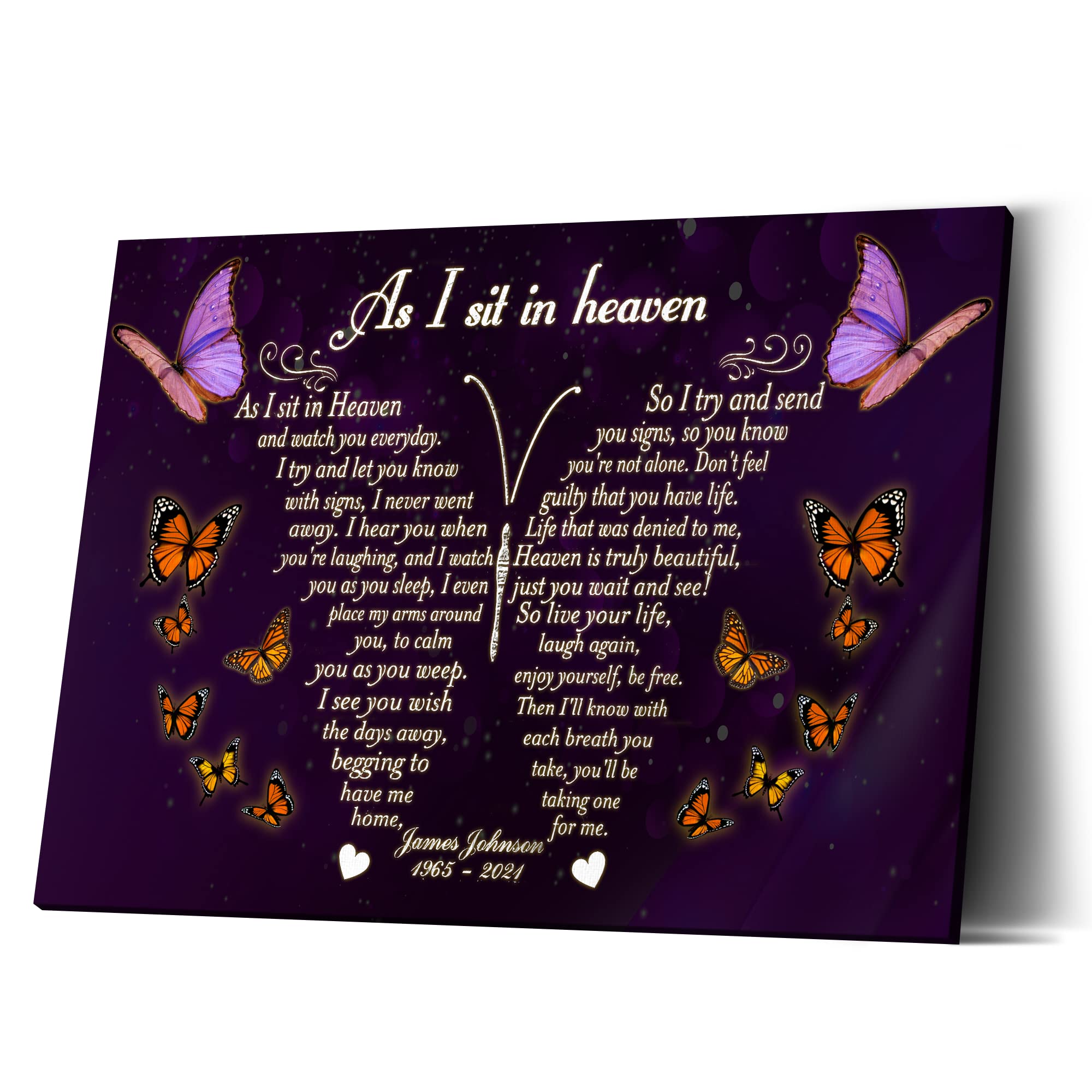 Heavenly Butterfly Metal Tin Sign - Memorial Wall Decor for Home, Man Cave & Bar | Celebration of Life Gift, Unique Sympathy Art with Inspirational Message - Perfect for Remembrance, Condolence & Spiritual Spaces