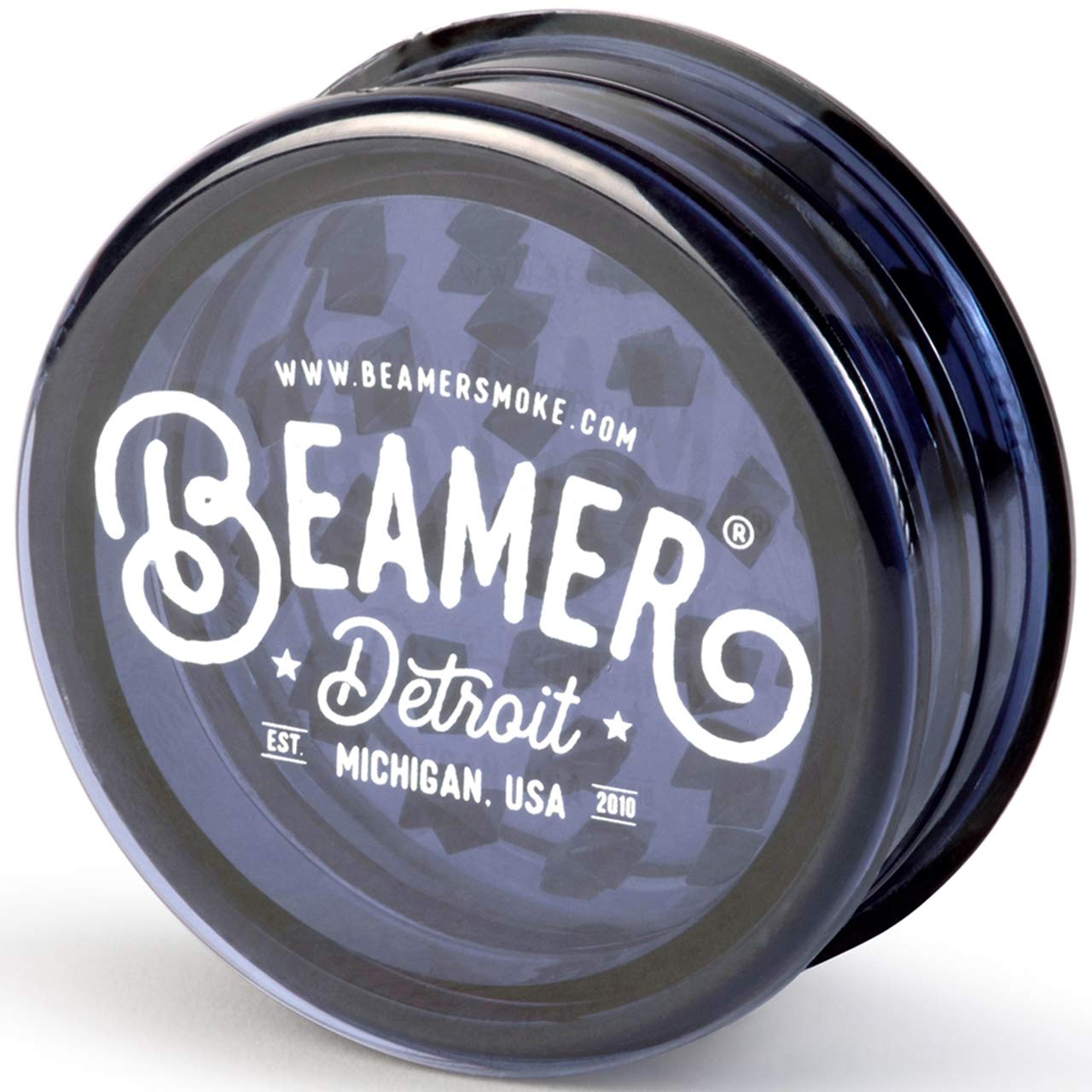 Beamer Detroit Logo 3-Piece 63mm Acrylic Herb Grinder - Transparent Black with Free Smoke Sticker - Perfect for Grinding Herbs, Spices & Tobacco - Ideal for Home Use, Travel & Gifts