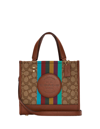 Coach Dempsey Tote 22 - Signature Jacquard Crossbody Bag with Stripe Design & Coach Patch - Perfect for Work, Travel & Everyday Use