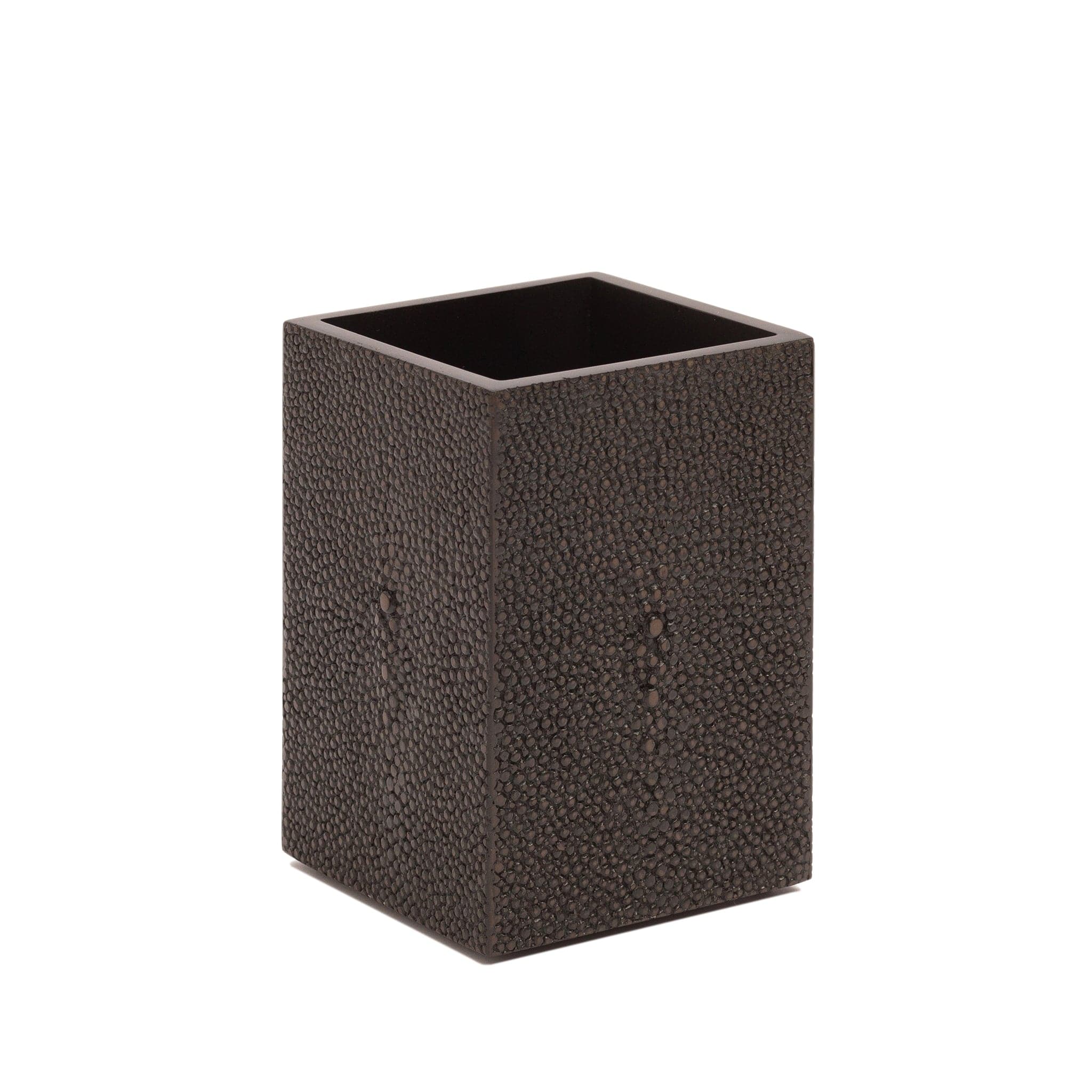 Shagreen Chocolate Chelsea Toothbrush Holder - Stylish Bathroom Organizer for Home & Travel