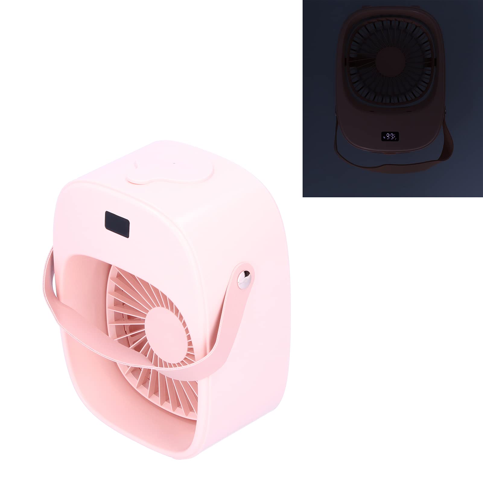 Portable Electric Fan with Warm Light for Home & Outdoor (Pink) - Perfect for Dormitory & Travel