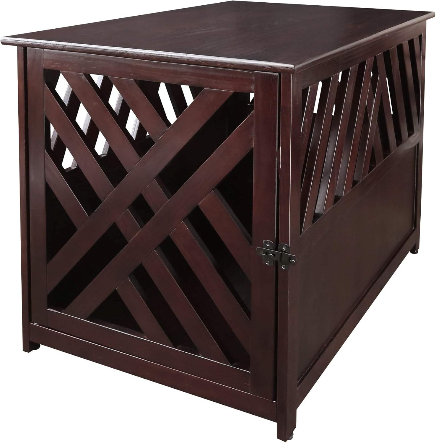 New Country Style Wooden Dog Crate Table with Side Storage - Perfect for Pet Beds, End Tables & Living Room Decor