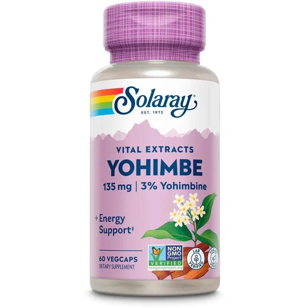 Solaray Yohimbe Bark Extract 135mg Supplement | Natural Energy & Vitality Support | for Men's Wellness & Performance Enhancement
