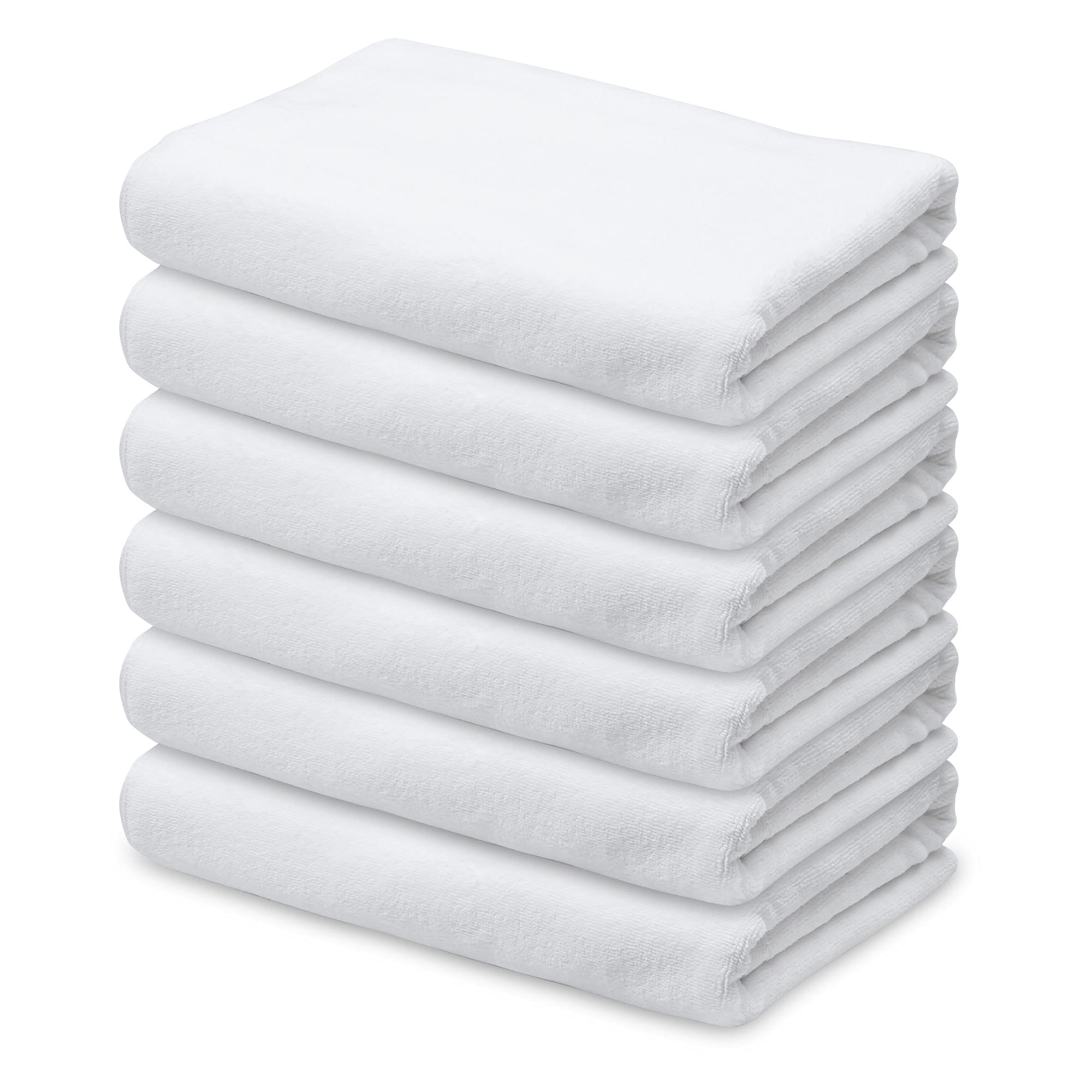 Aquaterior 6 Pack 29x56 Inch Bath Towels - Super Absorbent, Soft & Quick-Drying Cotton Towels for Bathroom, Hotel, Spa & Home Use - White Luxury Towel Set