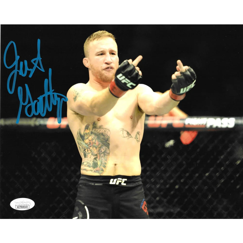 Justin Gaethje Autographed 8x10 Photo - Signed UFC MMA Memorabilia with JSA COA - Perfect for Sports Collectors & Fight Fans Display