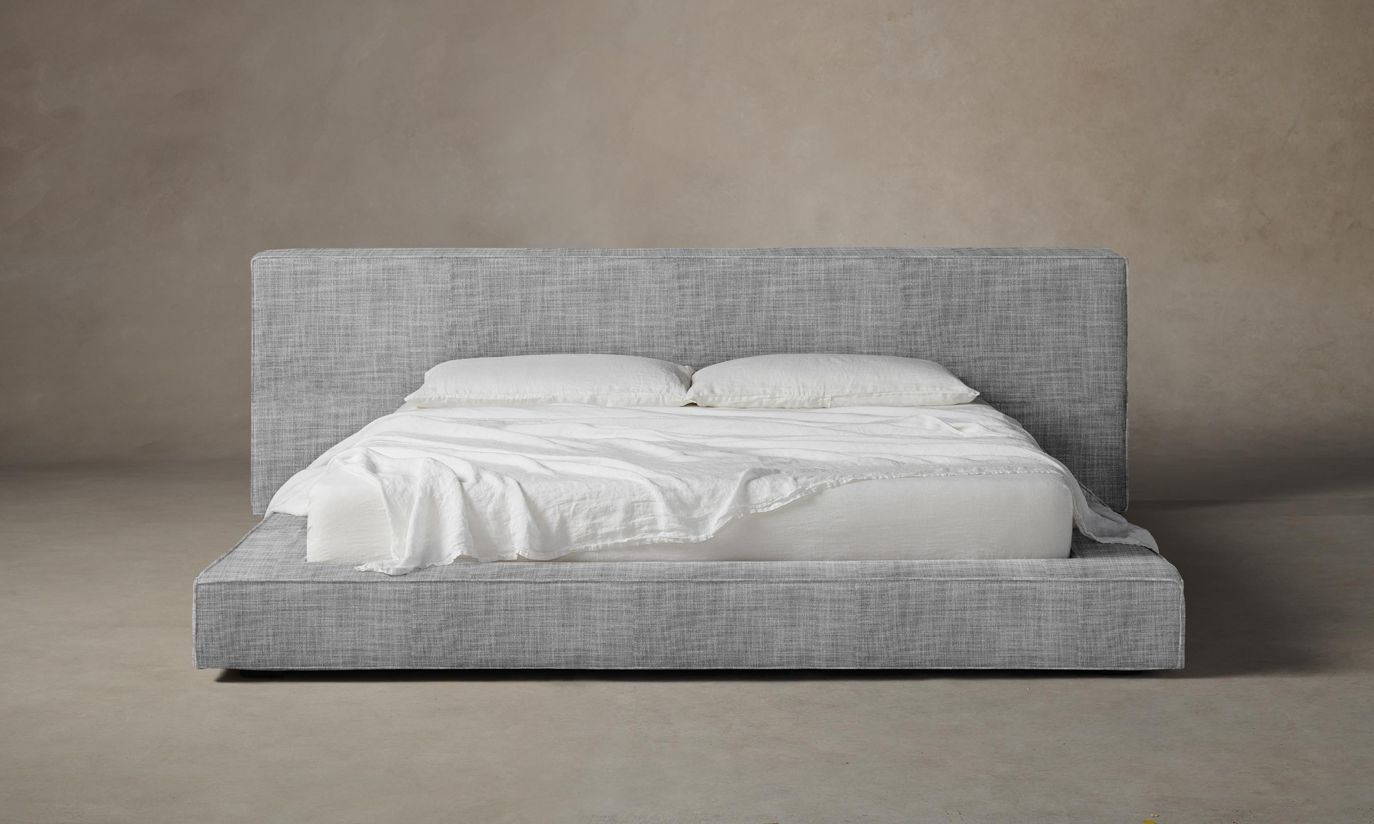 The Eldridge Bed - Premium Performance Textured Tweed Alpine Upholstered Platform Bed Frame for Modern Bedroom | Stylish and Durable Furniture for Home Decor