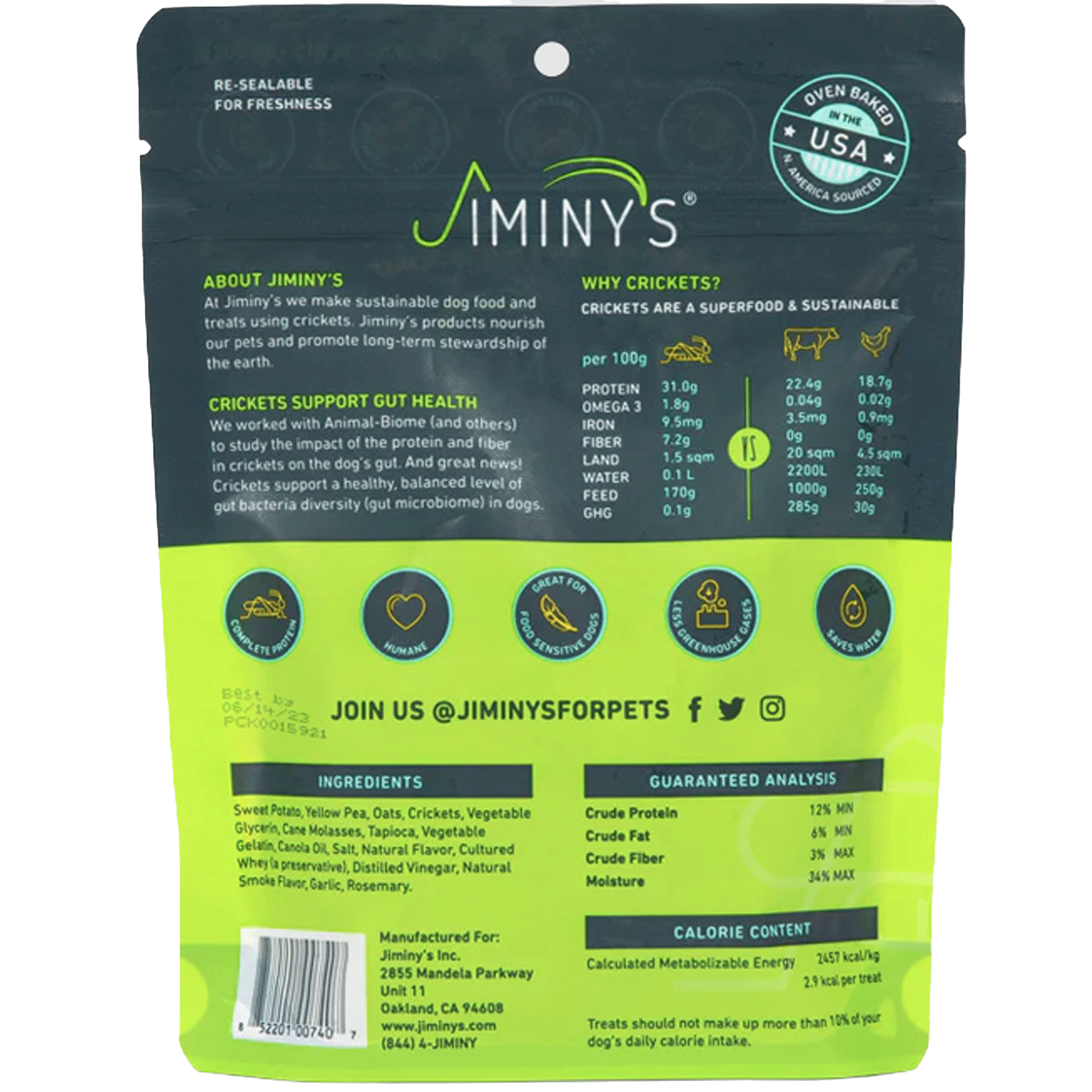 Jiminy's Chewy Cricket Dog Treats with Sweet Potato - High Protein, All-Natural, Grain-Free Dog Snacks for Training, Rewards & Digestive Health