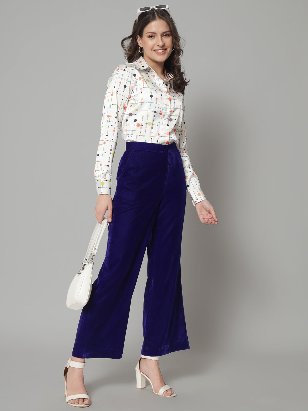 Soft Velvet Pants for Women - Comfortable Stretch Blue Lounge Pants for Home, Yoga & Casual Wear | Plus Size Options