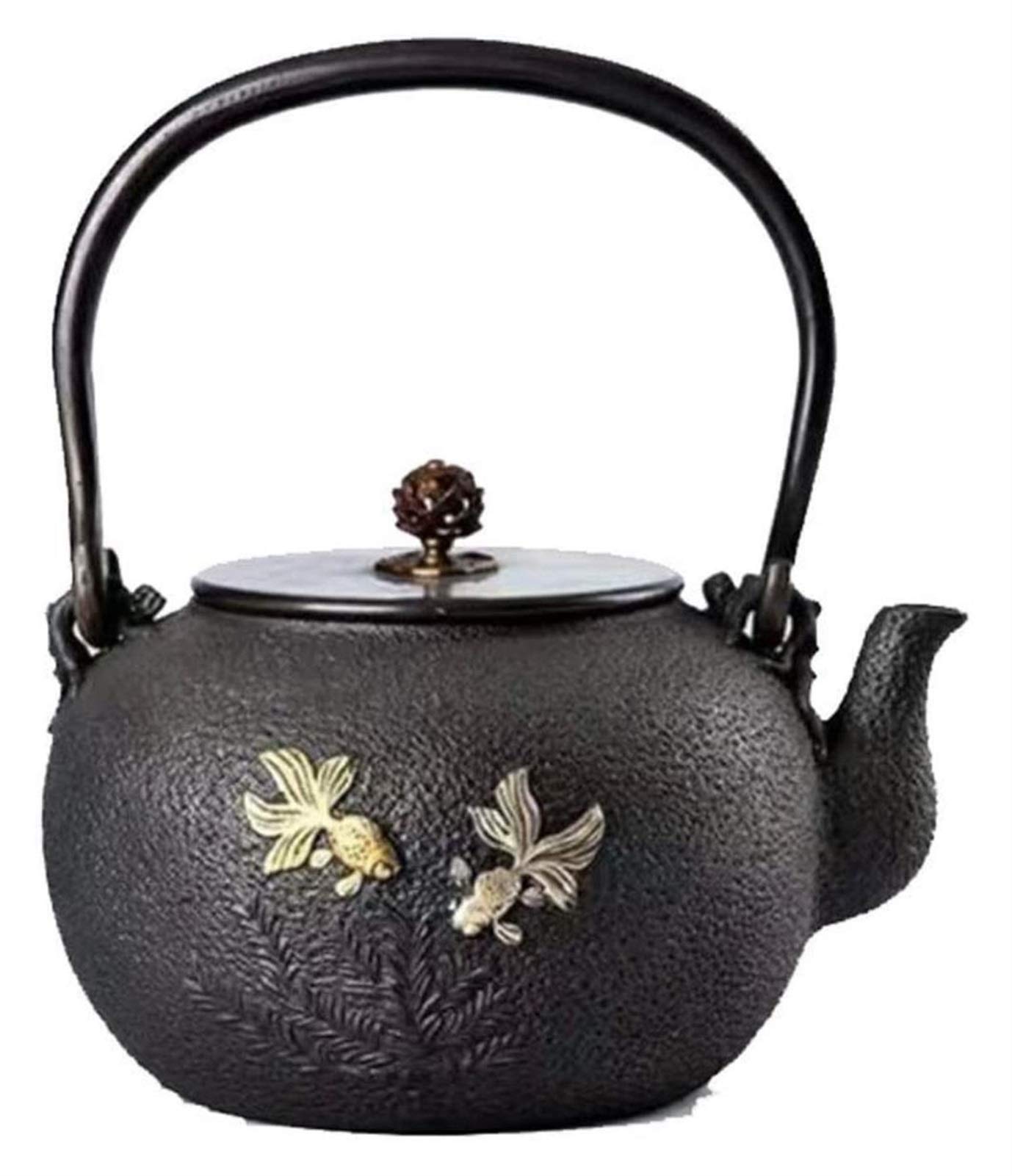Premium Cast Iron Teapot Kettle - 1.4L Japanese Tetsubin Style with Goldfish Design - Handcrafted Pure Iron Teapot for Tea Brewing - Perfect for Home, Office & Traditional Tea Ceremonies