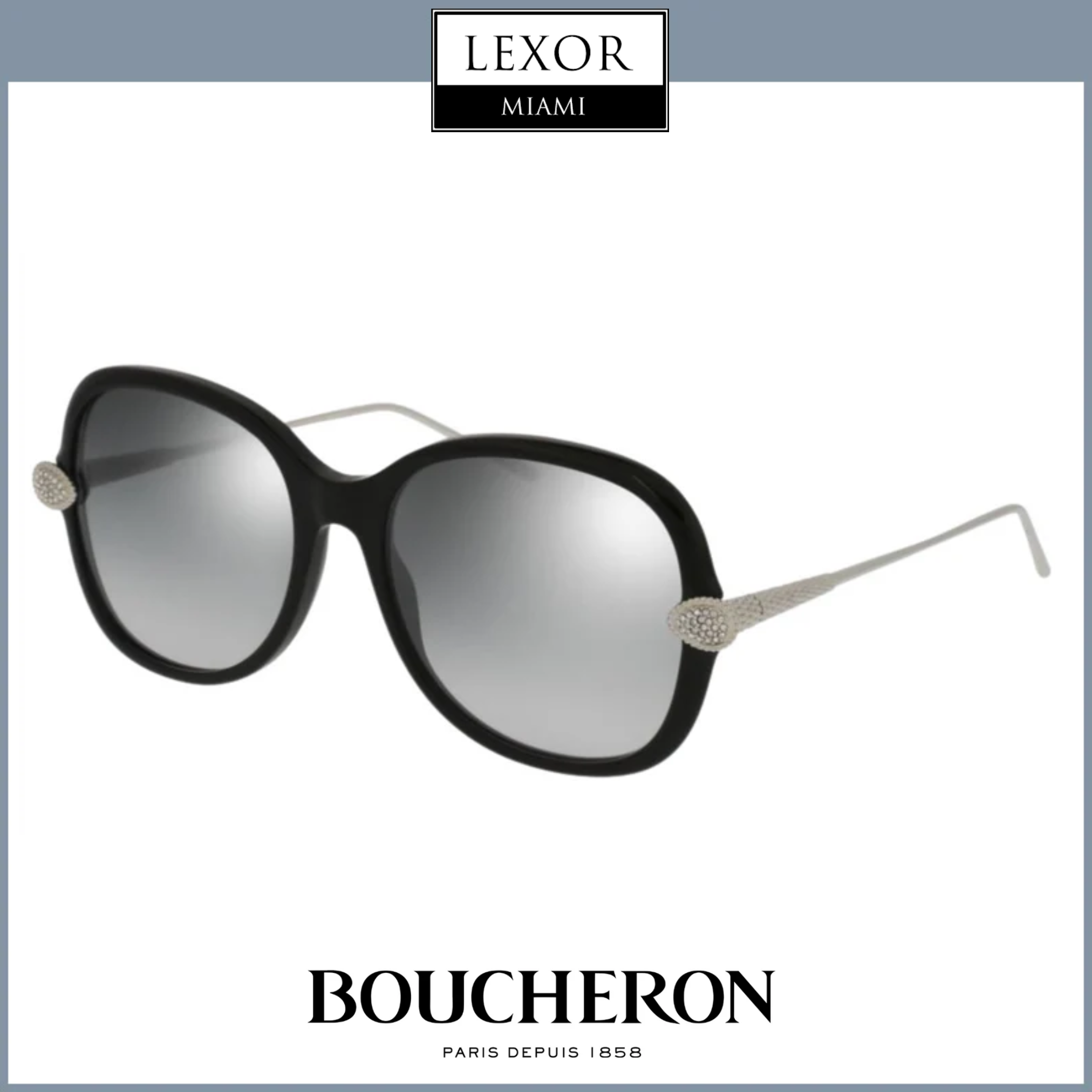 Boucheron BC0032S 002 55mm Women's Fashion Sunglasses - UV Protection, Polarized Lenses for Driving, Beach & Outdoor Activities