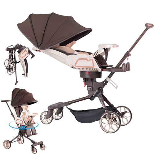 Lightweight Foldable Baby Stroller for Travel - Compact Airplane-Friendly Infant Stroller with 360° Rotating Seat, Sunshade, Snack Tray & Storage Basket | Perfect for Toddlers on Airplanes, Shopping & Outdoor Walks