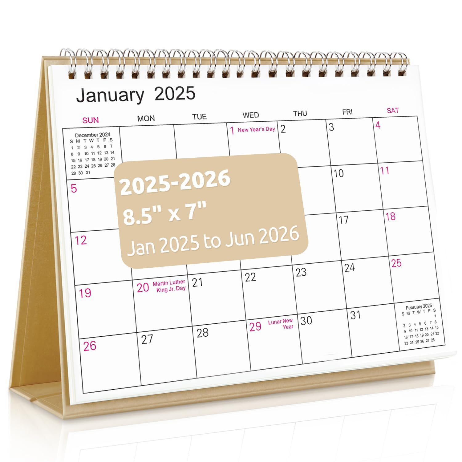 SKYDUE 18-Month Desk Calendar 2025-2026 (Jan 2025 - Jun 2026) | 8.5