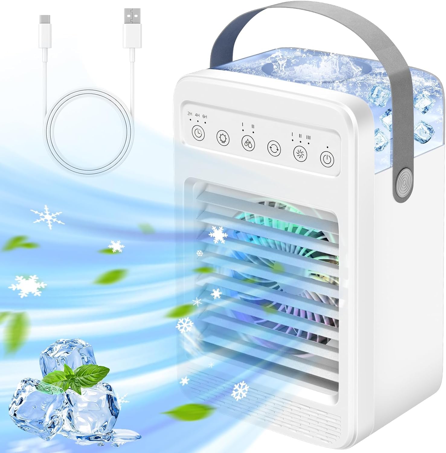 Portable Air Conditioner for Small Rooms - Mini AC Unit with 4 Speed Settings, 2 Cool Mist Modes & Timer - Compact & Oscillating for Home, Office, Dorm or RV Use