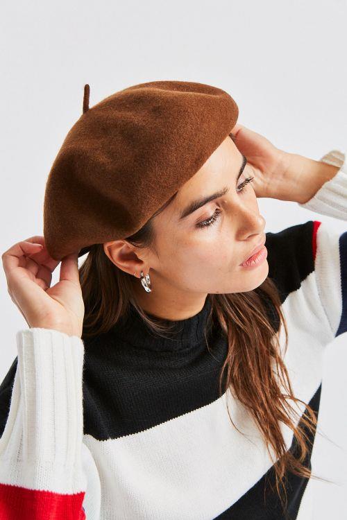 Audrey Beret Hat for Women - Soft Wool French Style Slouchy Beret (Coffee Brown) - Perfect for Fall Fashion, Winter Outfits & Casual Daily Wear