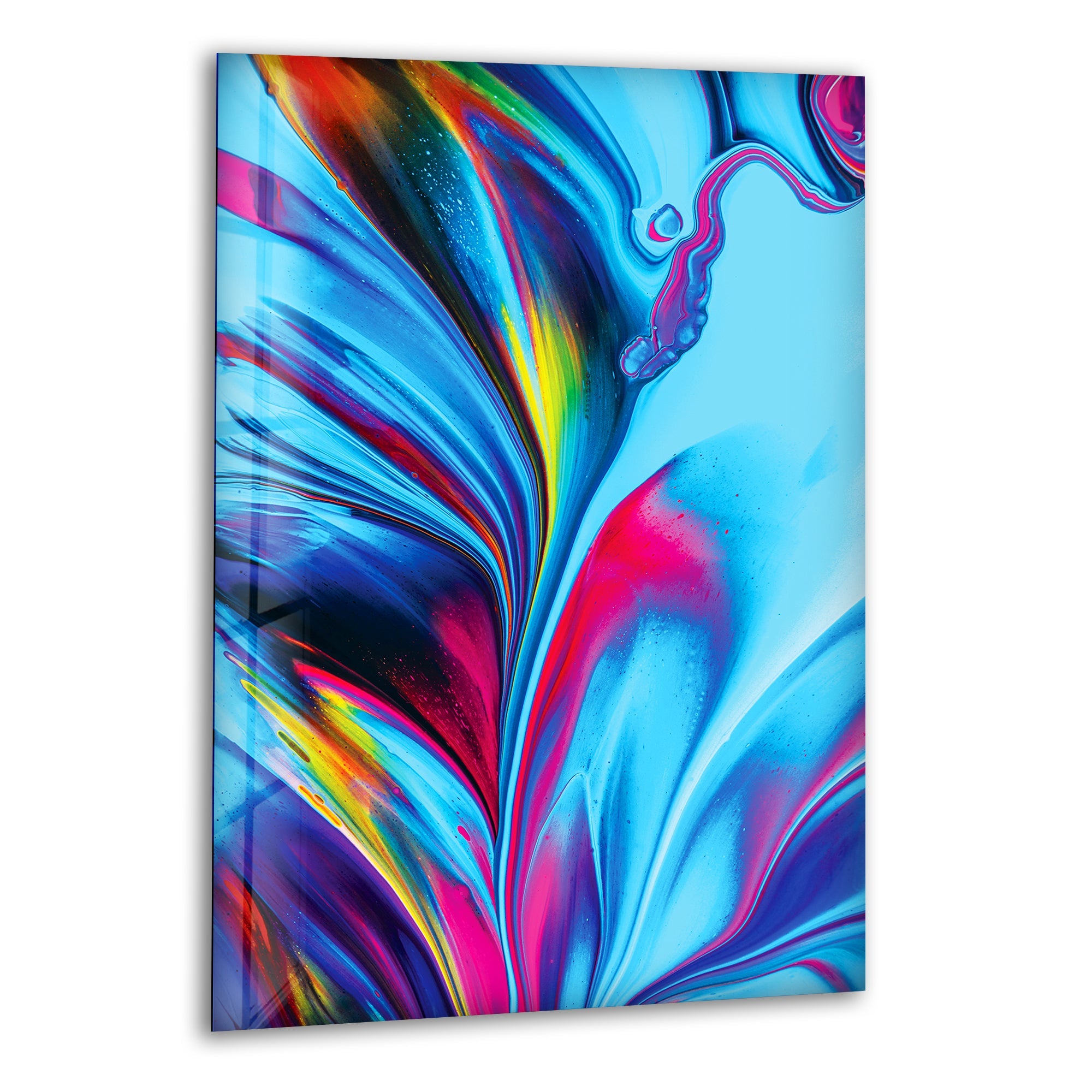 Blue and Red Abstract Glass Wall Art - Modern Handmade Decor for Living Room, Bedroom & Office - Perfect for Home & Office Decorations