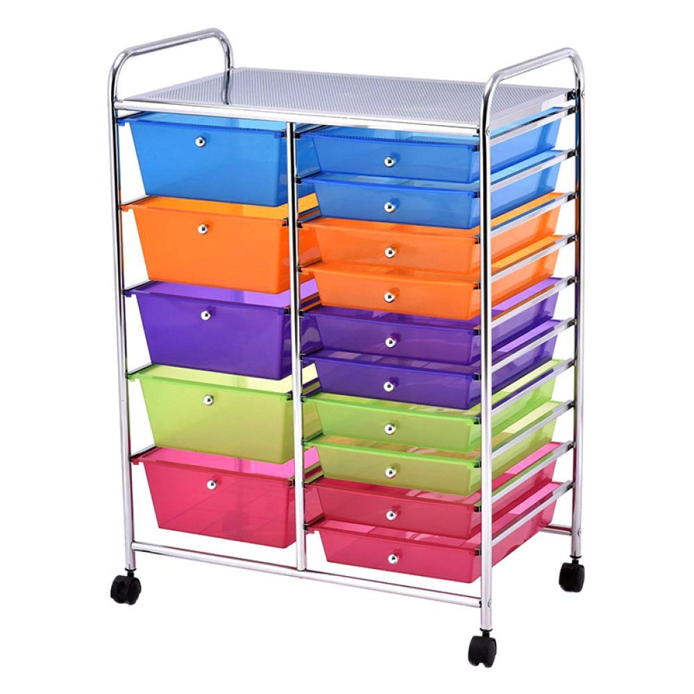 YMBLS 3-Tier Rolling Kitchen Cart with Drawers & Shelves - Mobile Storage Organizer for Home, Office, Pantry & Garage - Heavy Duty Utility Cart with Locking Wheels