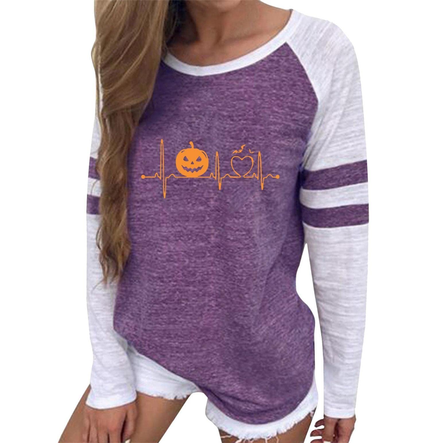 Women's Long Raglan Sleeve Crew Neck T-Shirt - Patterned Loose Fit Casual Top for Fall | Funny Graphic Tee for Everyday Wear, Weekend Outfits & Layering