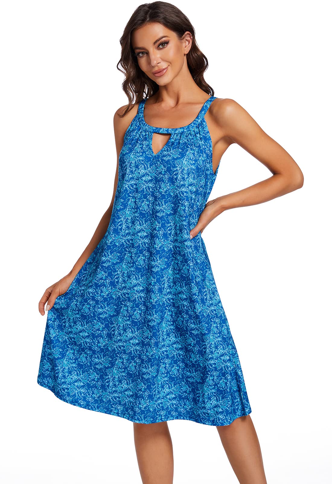 YXCFEWD Women's Summer Halter Neck Floral Beach Dress - Casual Sun Dress for Outdoor, Vacation & Beach Wear