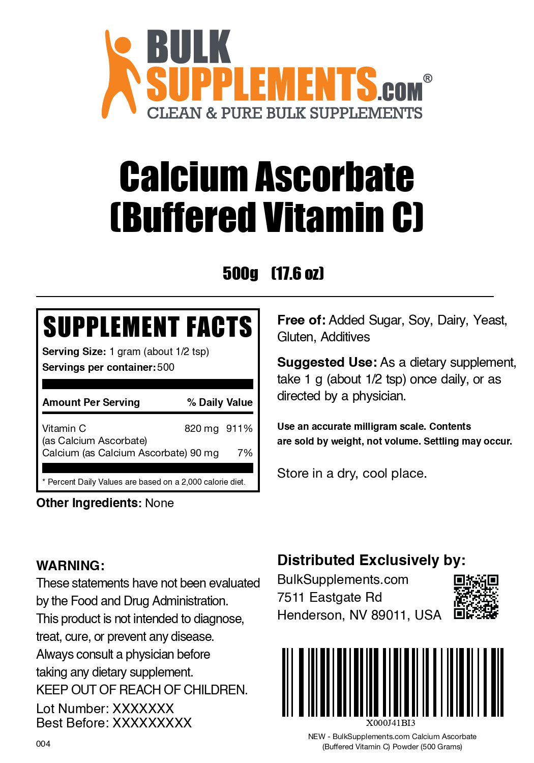 Best Calcium Ascorbate Vitamin C Powder Supplement - Antioxidant Immune Support for Adults & Kids - Perfect for Smoothies, Baking & Daily Wellness