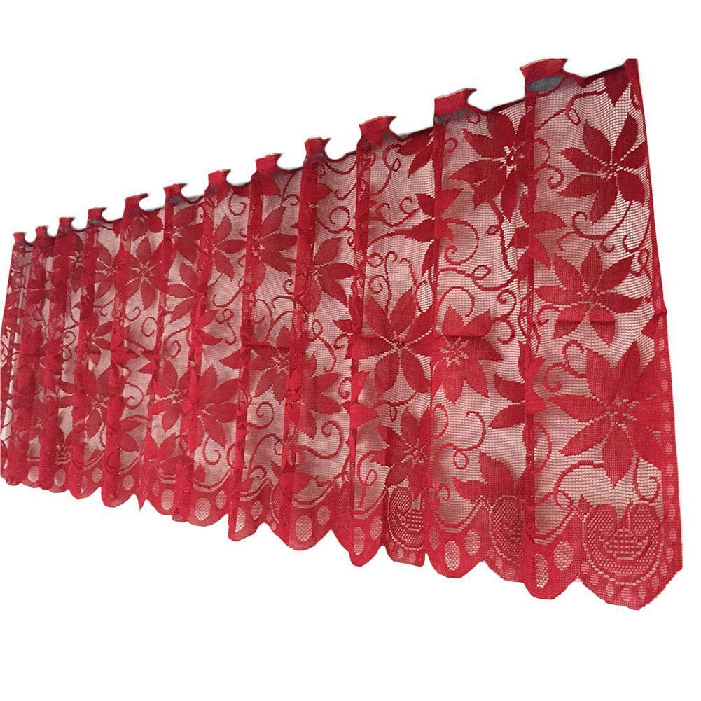 Beautiful Floral Christmas Lace Curtains for Doors & Windows - Elegant Holiday Home Decor for Xmas, Living Room & Bedroom