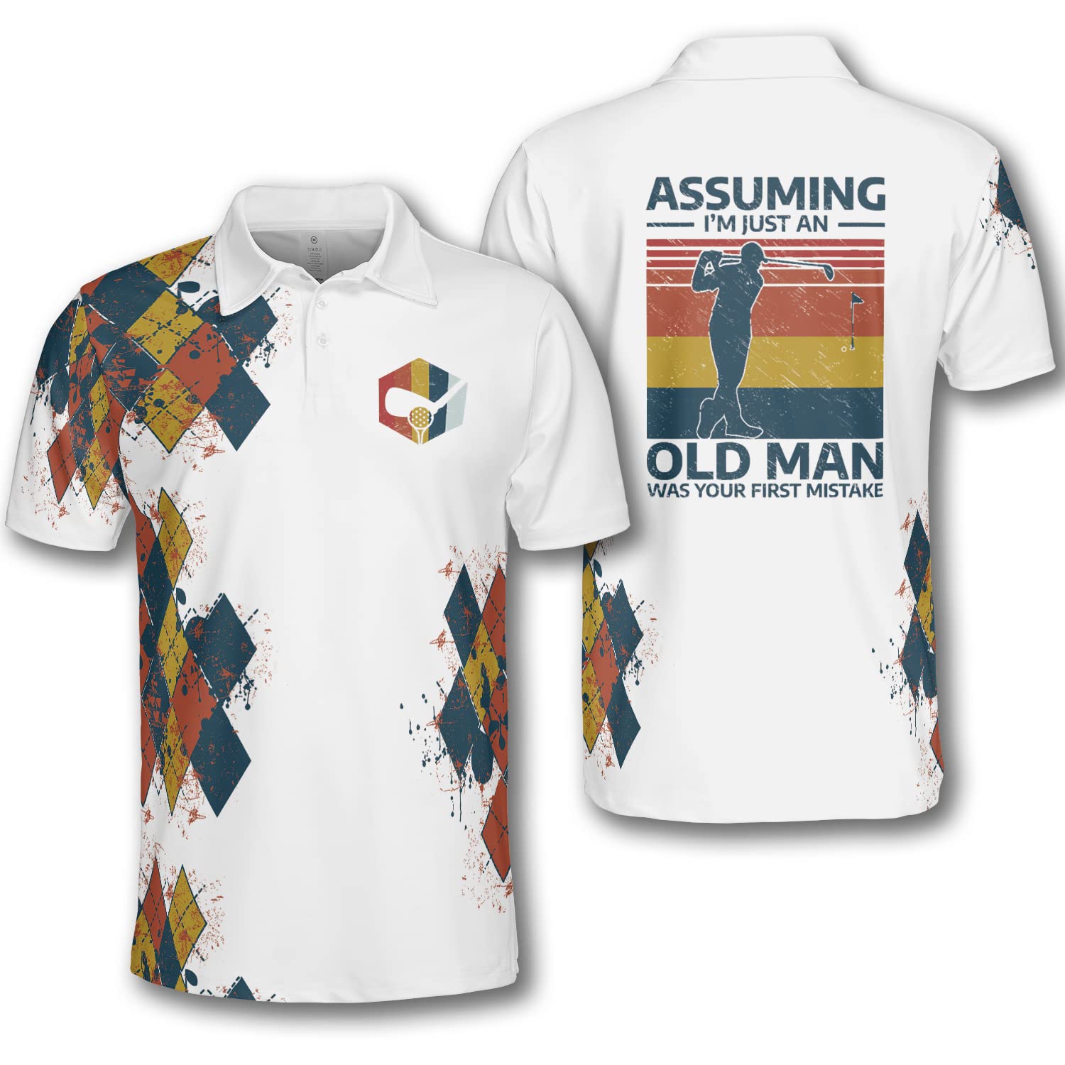 Funny Argyle Golf Polo Shirts for Men - Moisture Wicking Dry Fit Performance Shirt - Perfect for Golf Outings, Casual Wear & Club Events