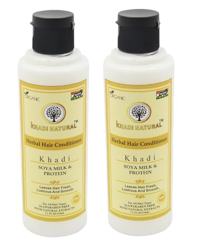 Khadi Natural Soya Milk & Protein Conditioner - 210ml | Herbal Hair Conditioner for Strength, Smoothness & Shine | Vegan, Sulfate-Free Hair Treatment for Dry, Damaged Hair | Perfect for Daily Use & Hair Repair Routine