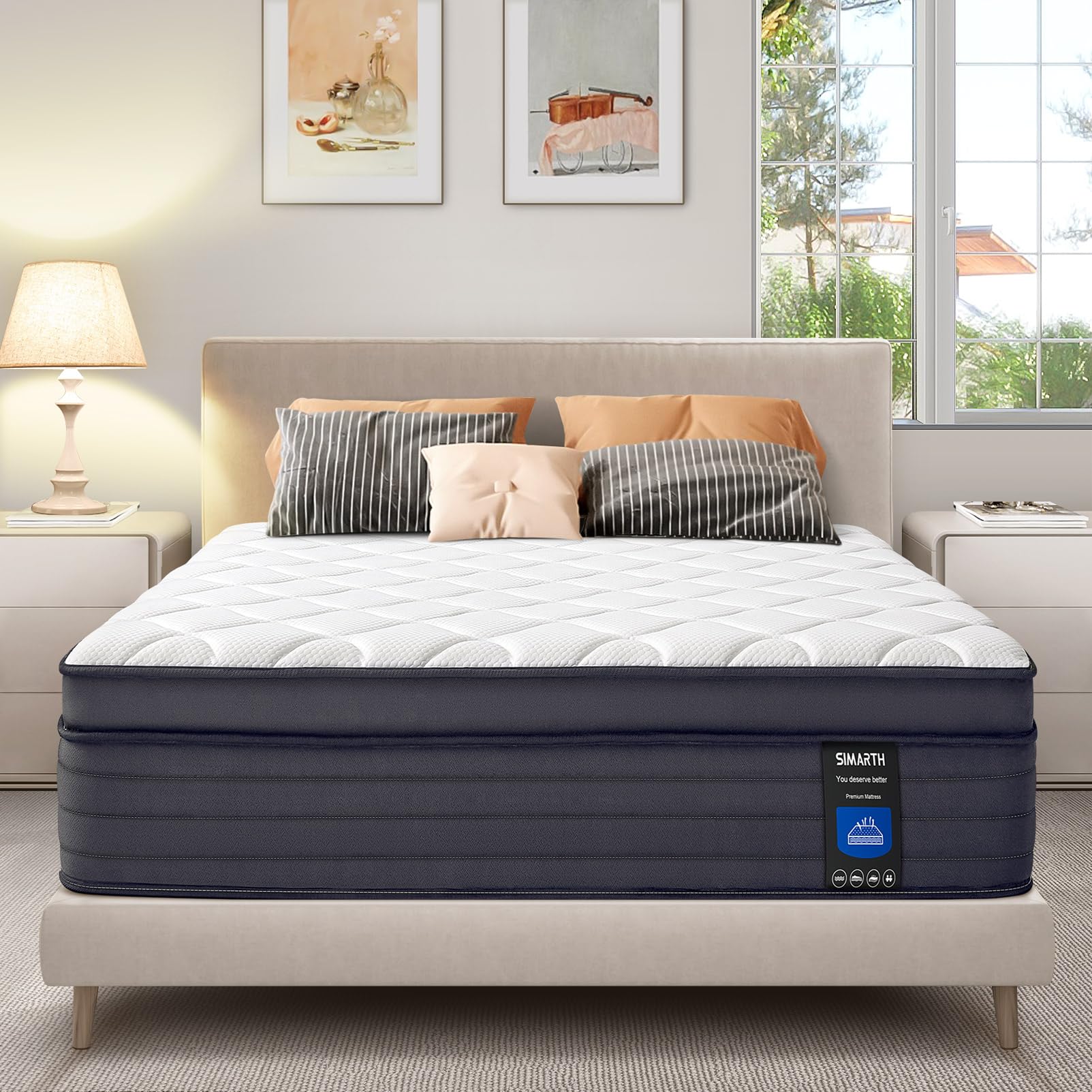 12 Inch King Size Hybrid Mattress - Memory Foam & Pocket Spring for Motion Isolation, Pressure Relief & Edge Support | Medium Firmness | Bed in a Box | Perfect for Master Bedrooms, Guest Rooms & Apartments