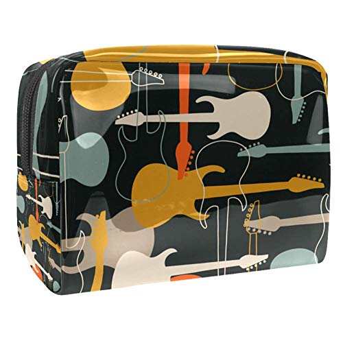 Stylish Electric Guitar Pattern Makeup Bag - Large Travel Toiletry Organizer for Women | Perfect for Cosmetics, Musical Instruments Accessories & On-The-Go Essentials