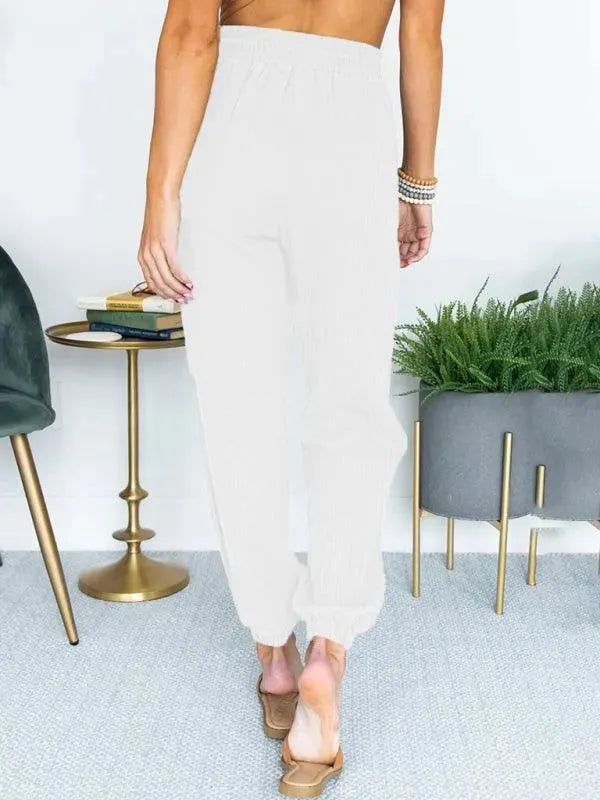 Comfortable Linen Drawstring Jogger Pants for Women - Casual Lounge Pants for Yoga, Travel & Home Wear