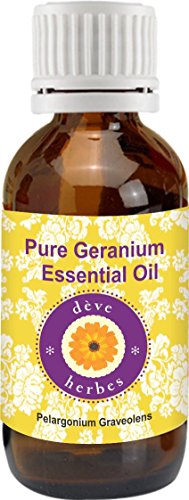 Deve Herbes 100% Pure Geranium Essential Oil (Pelargonium Graveolens) - Natural Therapeutic Grade, Steam Distilled for Aromatherapy, Skin Care & Relaxation - 10ml Bottle for Diffusers, Massage & DIY Beauty Products