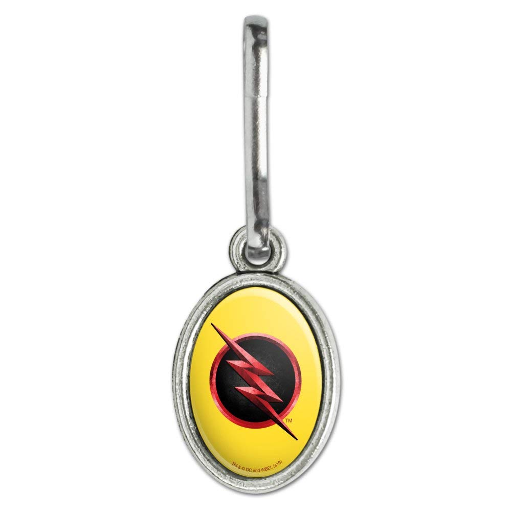Reverse Flash Logo Antique Oval Charm - The Flash TV Series Inspired Zipper Pull for Clothes, Purse, Suitcase & Backpack Accessories | Perfect for Cosplay, Comic Con & DC Fans Gifts