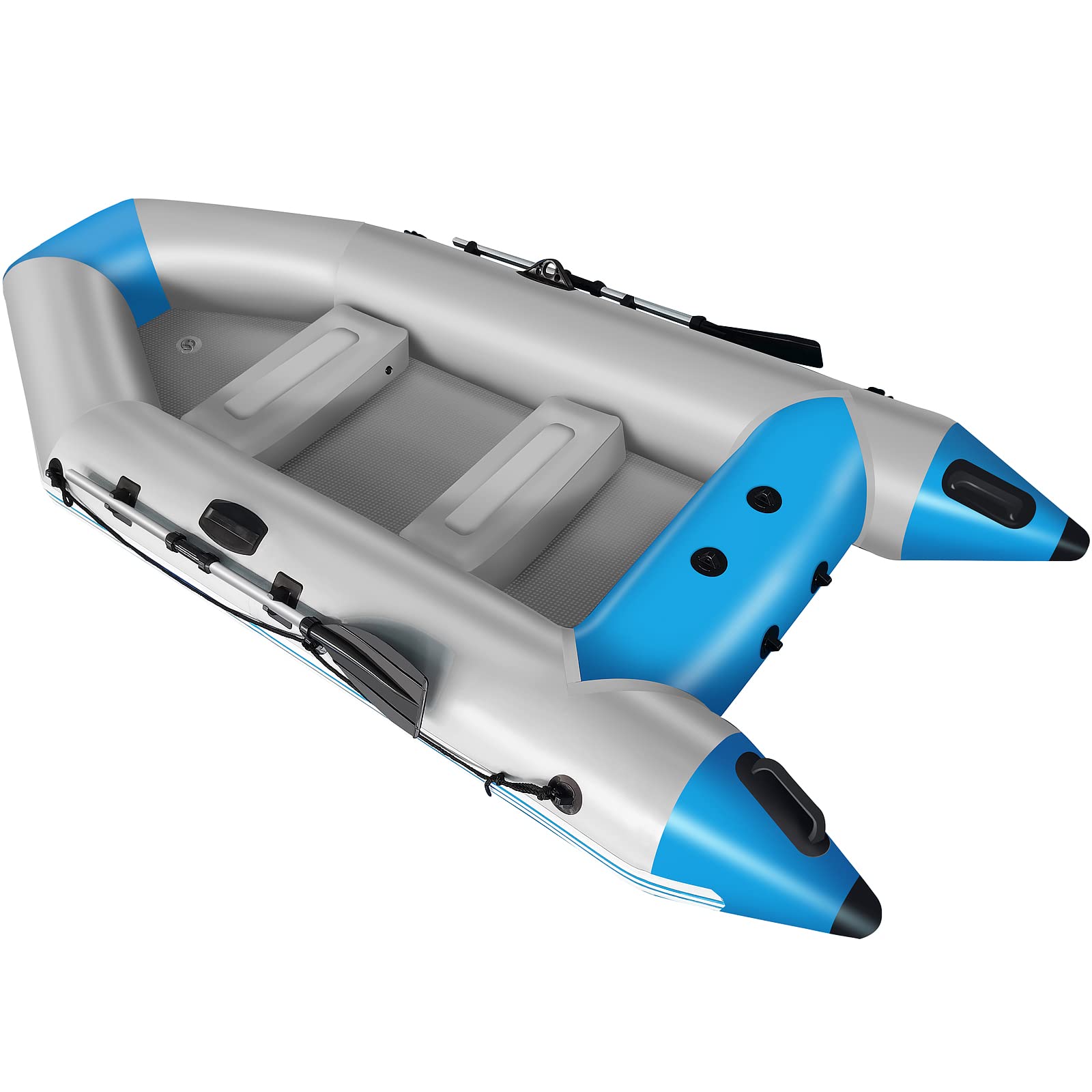 10 ft Inflatable Dinghy Boat with Aluminum Oars - Portable Fishing Kayak Set Includes Air Pump & Carry Bag - Lightweight Water Raft for Adults - Perfect for Lakes, Rivers, Islands & Coastal Adventures