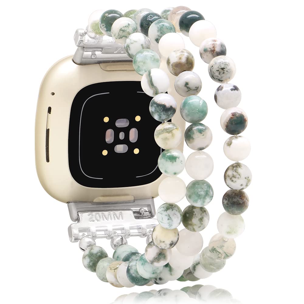 Fitbit Versa 3/4 & Sense 2 Bands - Beaded Gemstone Bracelets for Women & Men | Workout & Daily Wear