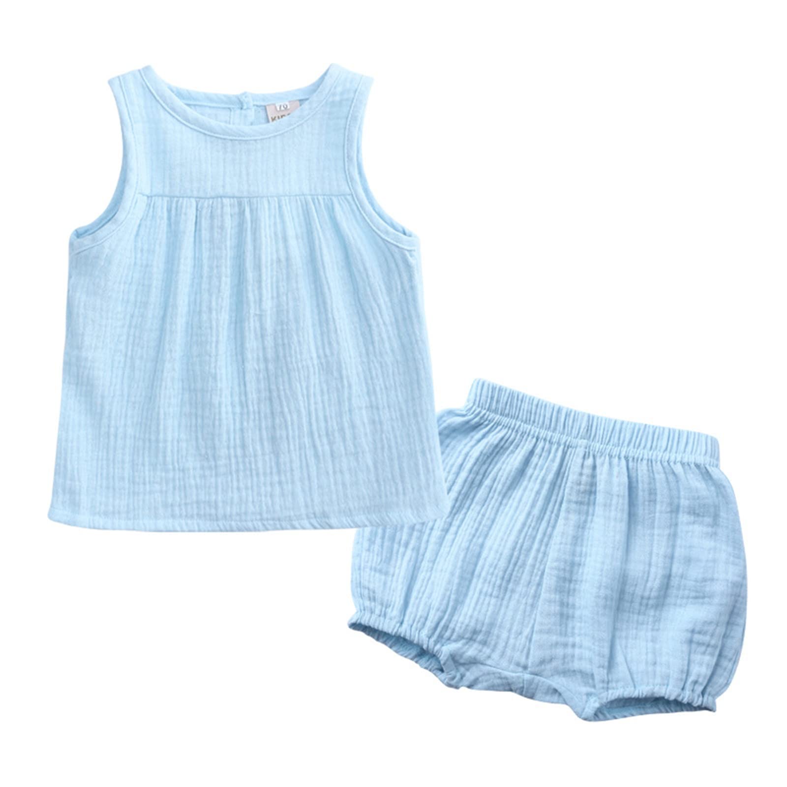 Baby Girl Summer Outfits - Newborn Infant Sleeveless Vest & Shorts Set - Cute Casual Playwear for Toddlers, Beach & Photo Shoots