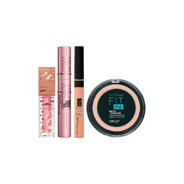 Fit Me Concealer, Powder, Sky High Mascara & Sunkisser Blush Set - 25% OFF | Flawless Makeup Combo for Everyday Glam & Special Occasions