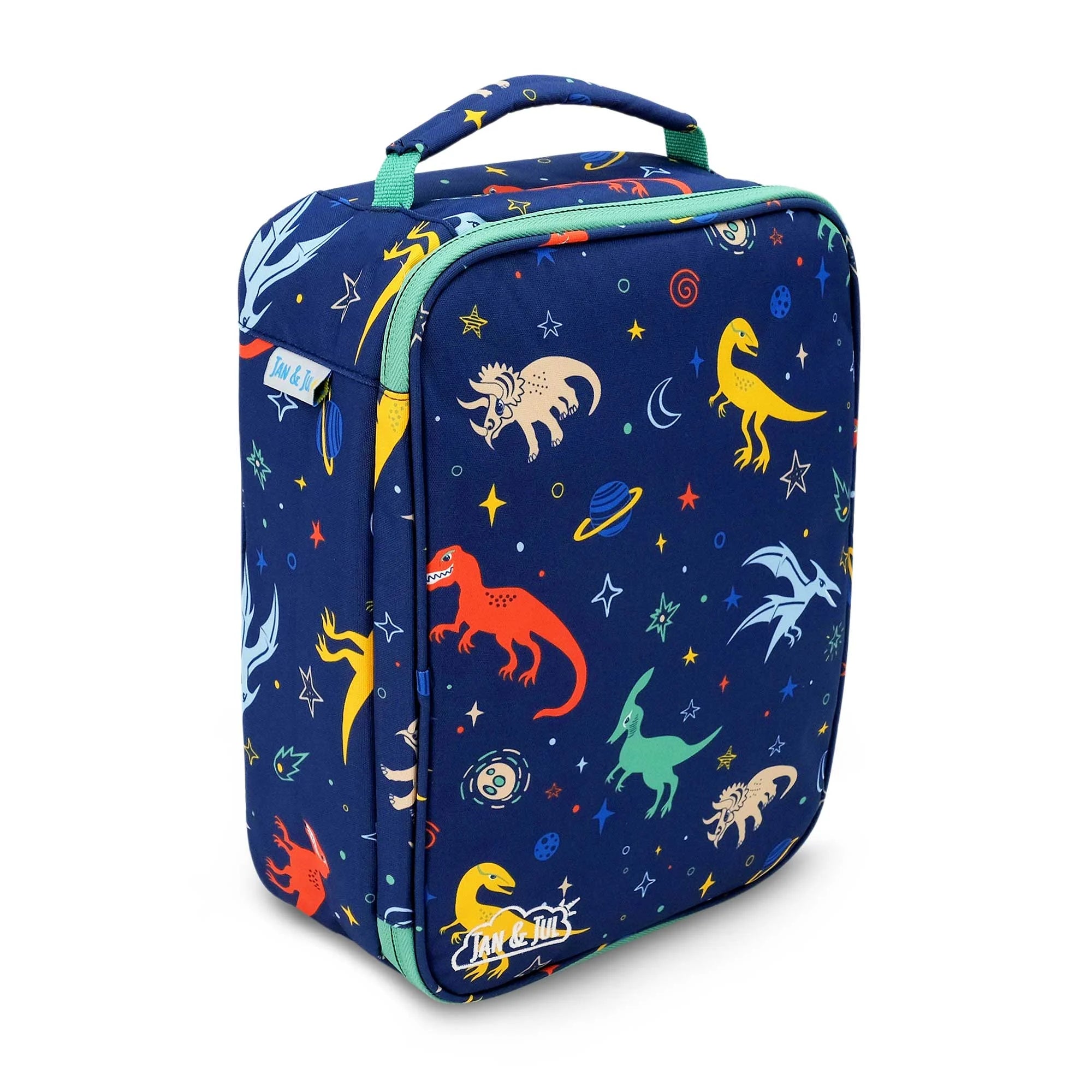 Jan & Jul Space Dinosaur Insulated Lunch Box for Kids - Reusable Thermal Food Container for School, Picnic, and Outdoor Adventures