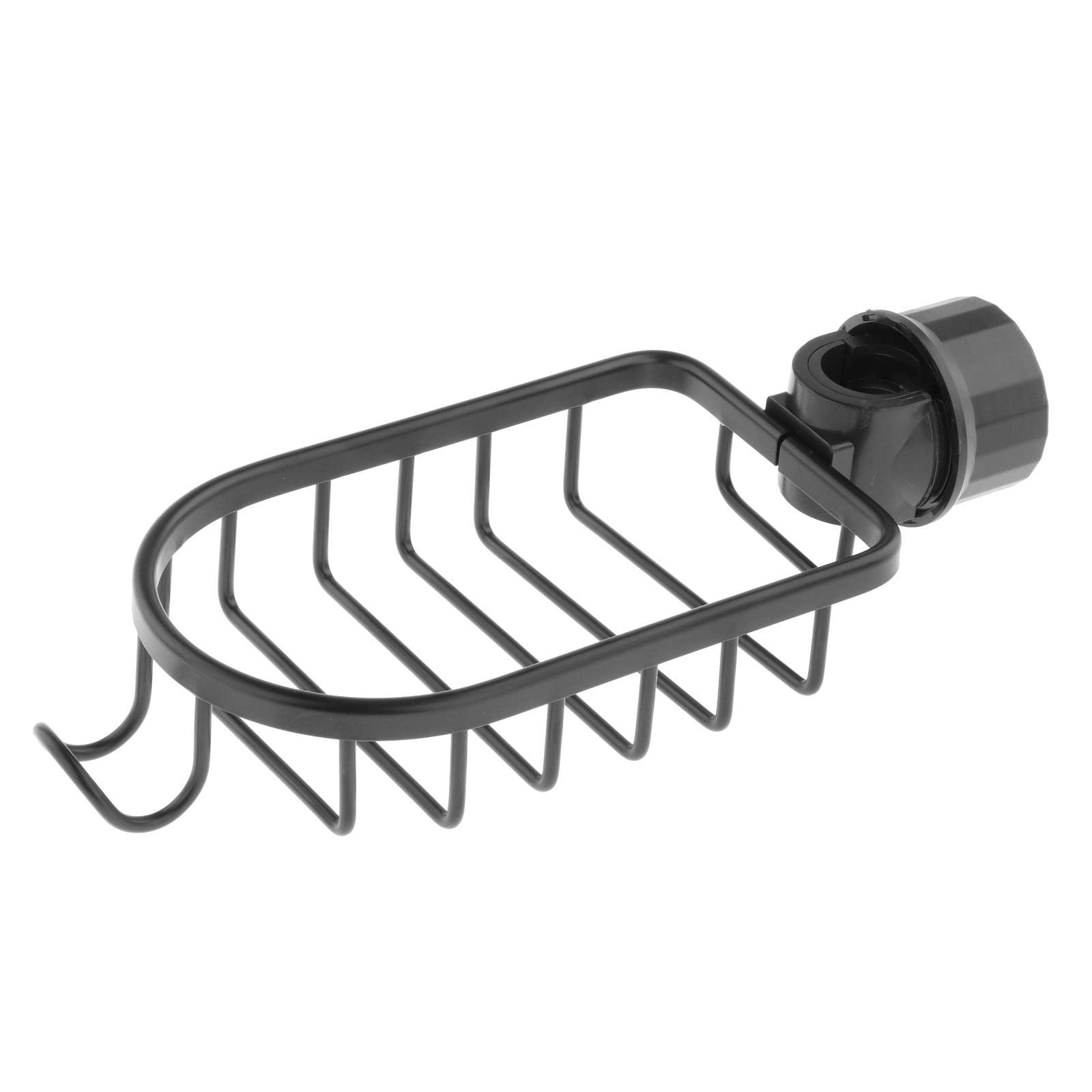 Bothyi No-Drill Faucet Rack - Black Waterproof Sink Organizer with 1 Towel Slot | Space-Saving Kitchen & Bathroom Storage for Sponges, Brushes & Cleaning Tools