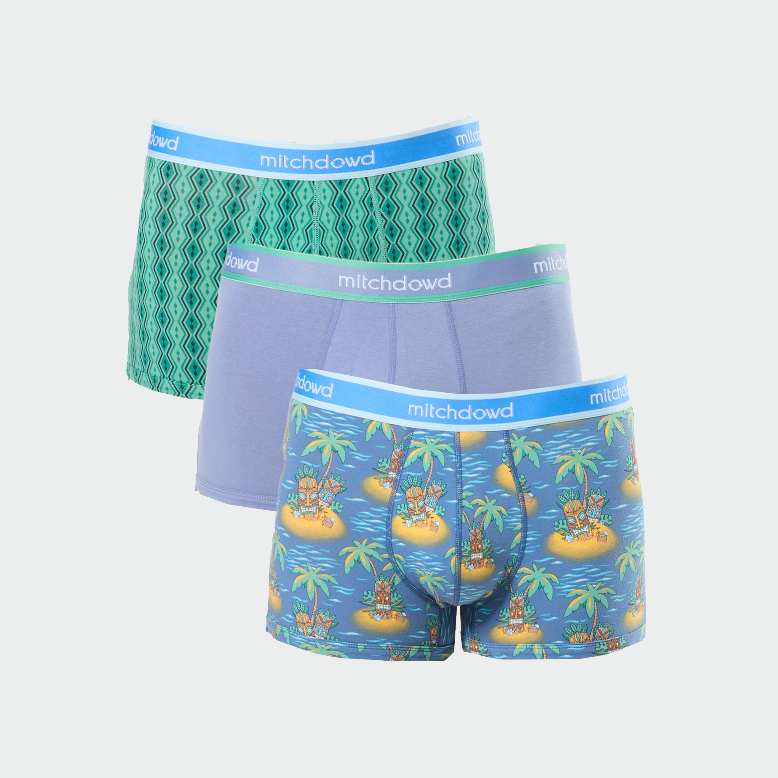 Men's Tiki Islands Cotton Trunk 3 Pack - Soft Breathable Boxer Briefs for Comfort & Style | Perfect for Travel, Gym & Everyday Wear