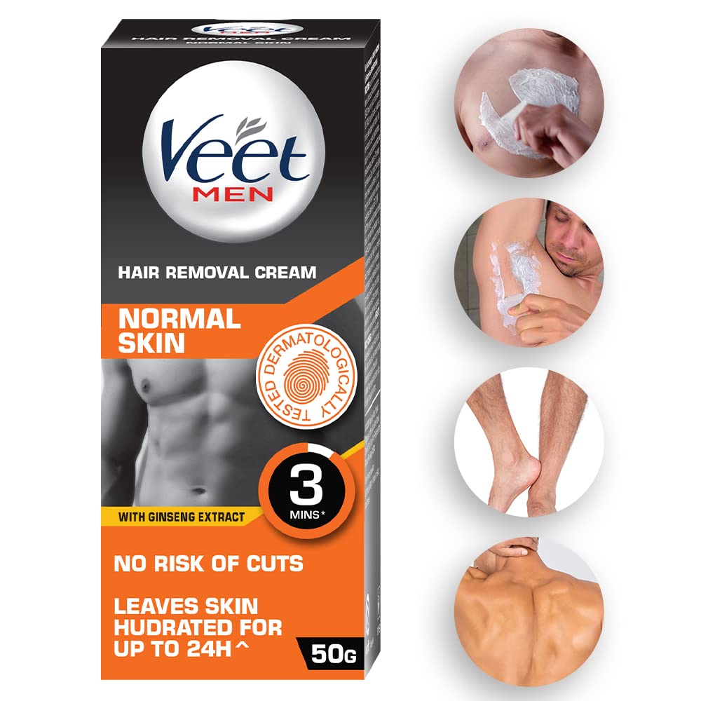 Veet Hair Removal Cream for Men - Gentle Formula for Normal Skin, 50g | Fast & Effective Hair Removal at Home