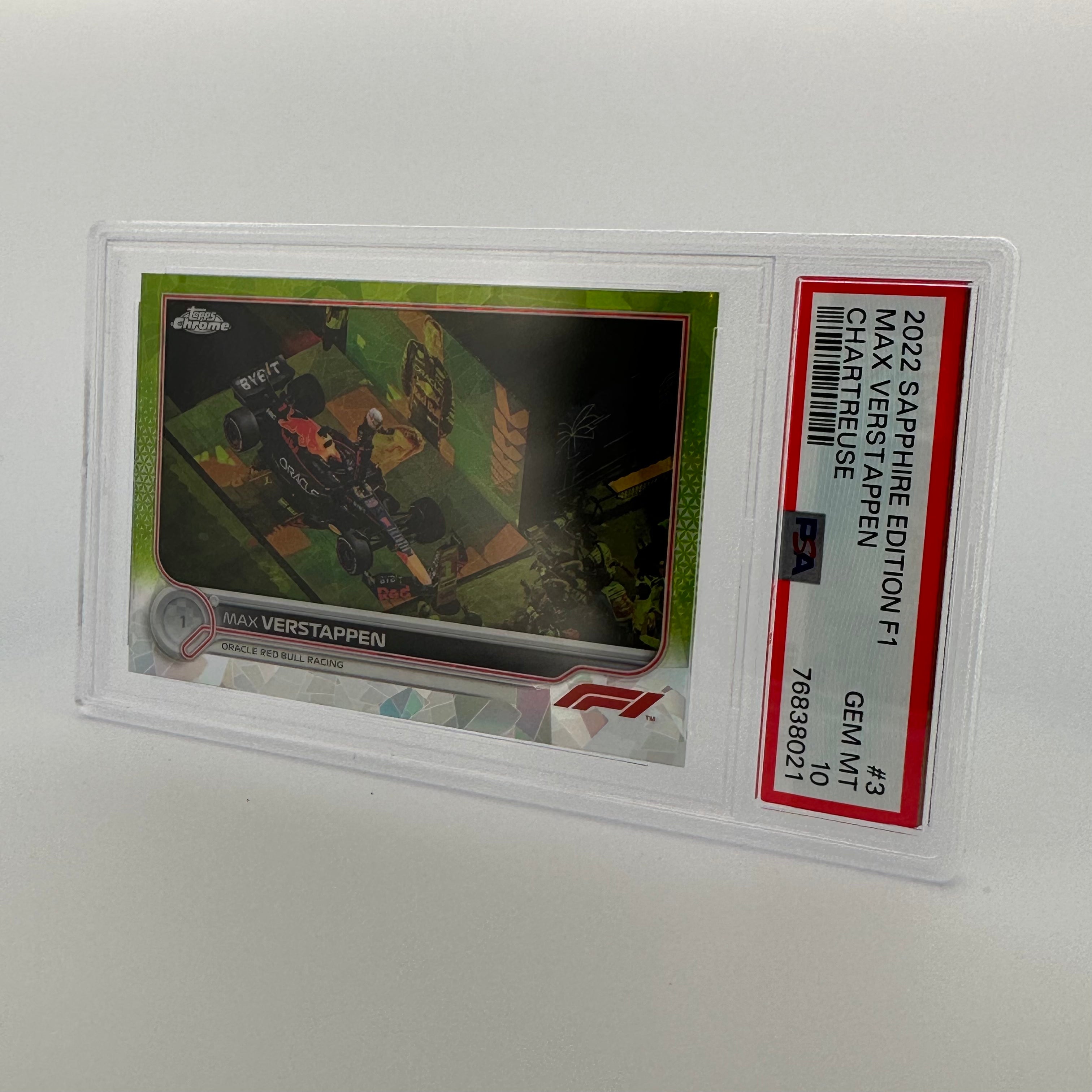 PSA 10 005/199 MAX VERSTAPPEN #3 SAPPHIRE EDITION CHARTREUSE - Rare Trading Card for Collectors & F1 Fans - Perfect for Display, Investment & Racing Memorabilia Collections
